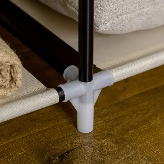 Buy Fabric Wardrobe, with Rails and Shelves - Beige, 9 image