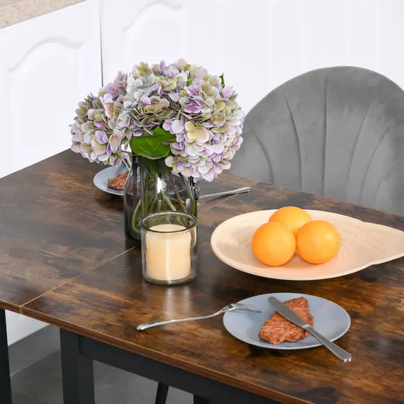 Buy Folding Dining Table, Industrial Drop Leaf Table with Wheels and Metal Frame for Kitchen, Dining Room, Space Saving, Rustic Brown, 7 image