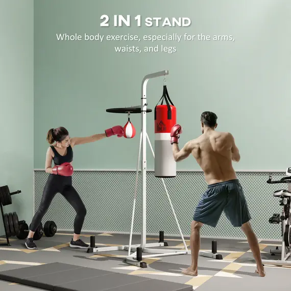 Buy Freestanding Boxing Punch Bag & Speed ball Station, for Home Gym, White, 4 image
