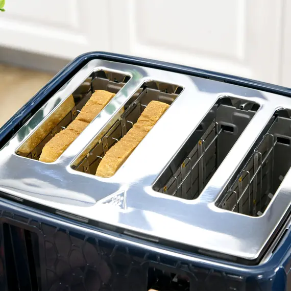 Buy Kettle and Toaster Set, 1.7L 3000W Fast Boil Jug Kettle with Auto Shut Off, 4 Slice Toaster with 7 Level Browning Controls & Crumb Tray, Blue, 8 image