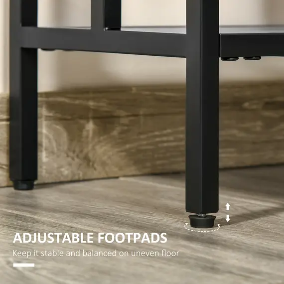 Buy Industrial Console Table with Storage Shelf, Narrow Hallway Dressing Desk with Metal Frame for Living Room, Bedroom, Grey and Black, 7 image