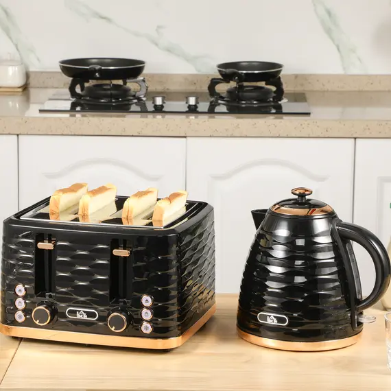 Buy Four-Slice Rippled Toaster - Black, 2 image