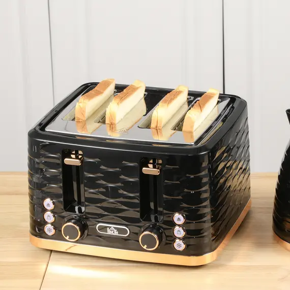 Buy Four-Slice Rippled Toaster - Black, 9 image