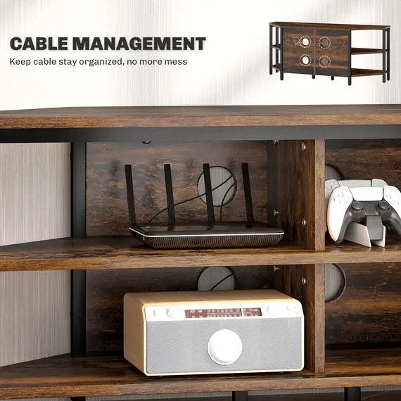 Buy Industrial-Style Corner TV Unit - Black/Brown, 6 image