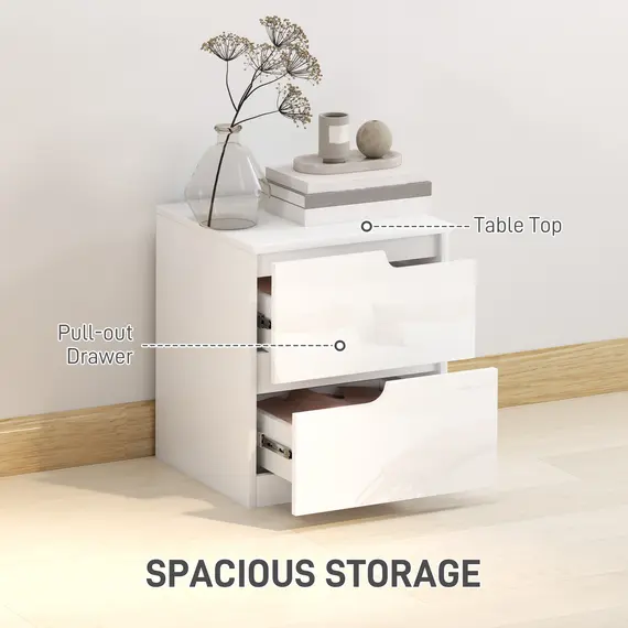 Buy High Gloss Bedside Table - White, 5 image