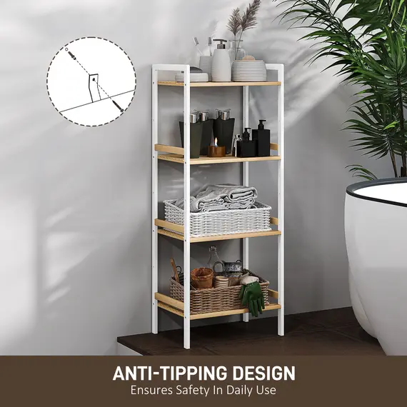 Buy Four-Tier Bamboo Adjustable Shelf Storage Unit, 6 image