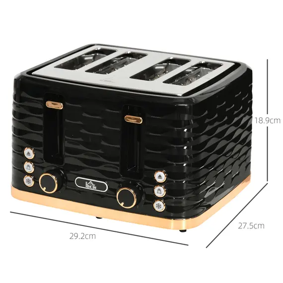 Buy Four-Slice Rippled Toaster - Black, 3 image
