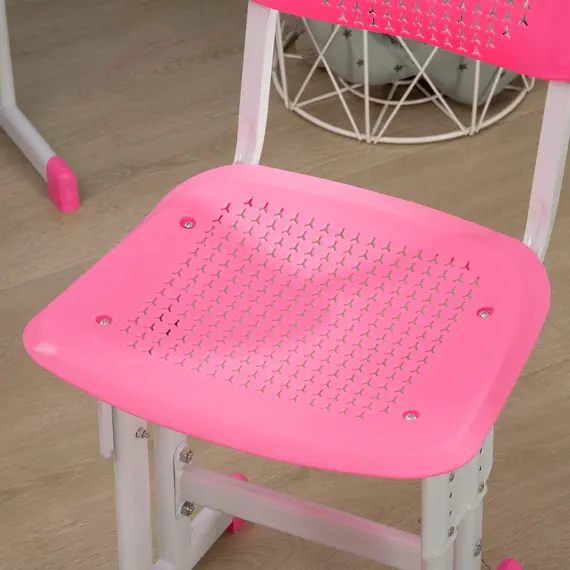 Buy Kids Adjustable Desk and Chair Set, Book Stand, Pen Slot - Pink, 8 image