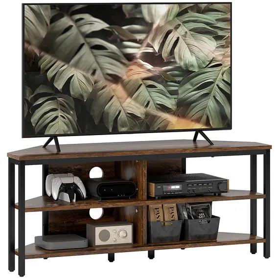 Buy Industrial-Style Corner TV Unit - Black/Brown