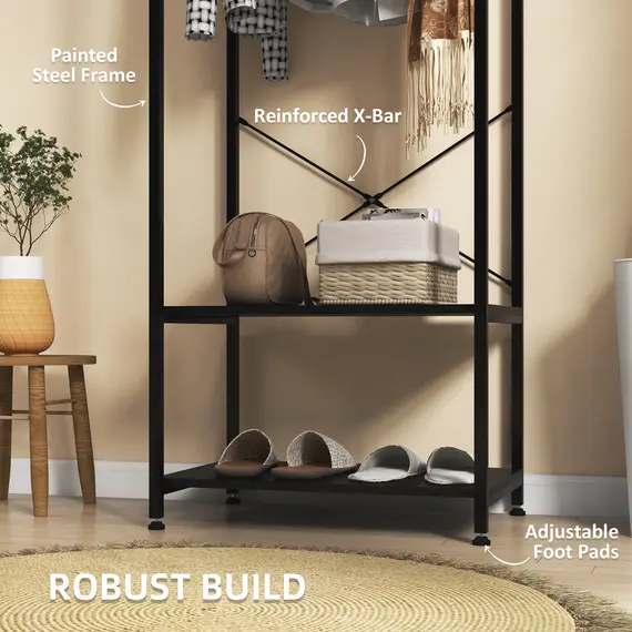 Buy Hallway Coat Rack and Shoe Bench Tree - Black, 5 image