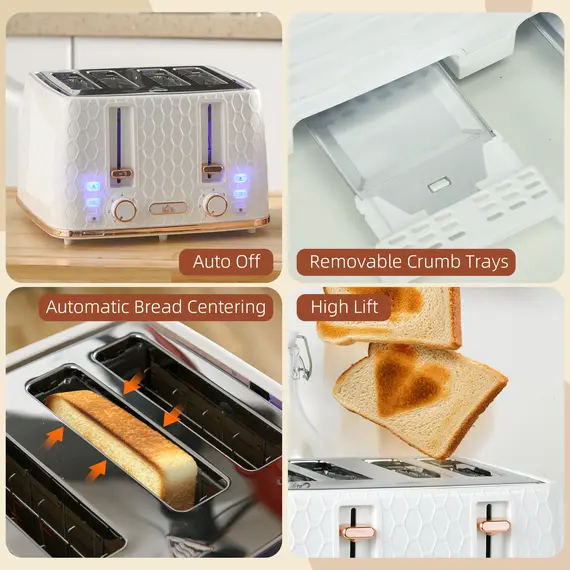 Buy Four-Slice Honeycomb Toaster - White, 7 image