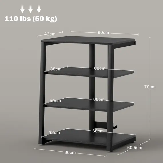 Buy HiFi Stand, with Four Storage Shelves - Black, 3 image