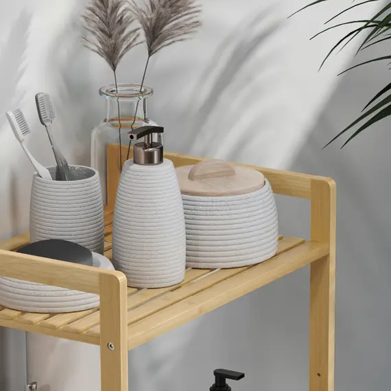 Buy Four-Tier Bamboo Adjustable Shelf Storage Unit, 8 image