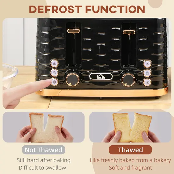 Buy Four-Slice Rippled Toaster - Black, 6 image