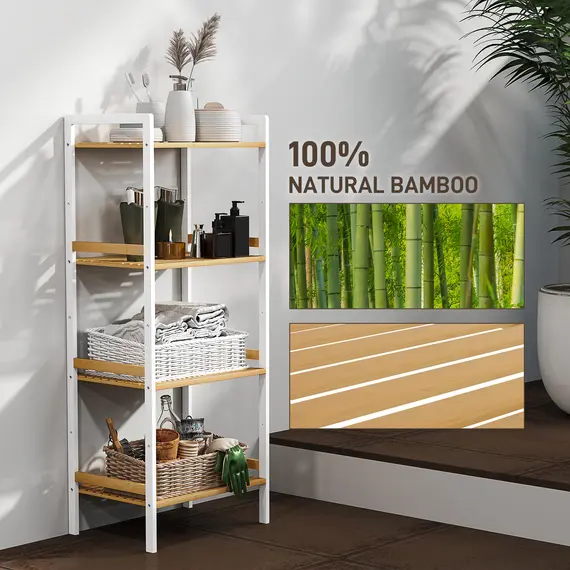 Buy Four-Tier Bamboo Adjustable Shelf Storage Unit, 7 image