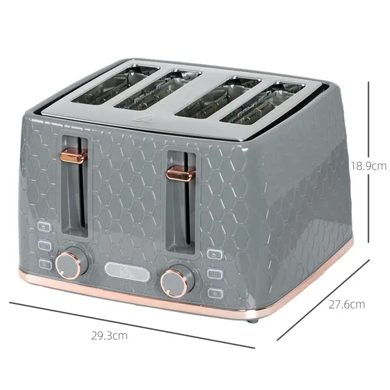 Buy Four-Slice Honeycomb Toaster - Grey, 3 image