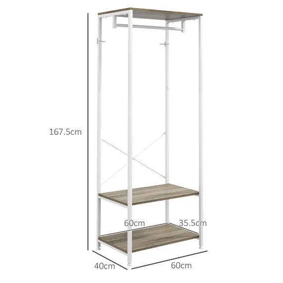 Buy Hallway Coat Rack and Shoe Bench Tree - Grey, 3 image