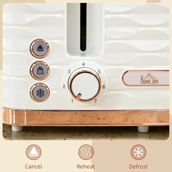Buy Four-Slice Rippled Toaster - White, 5 image