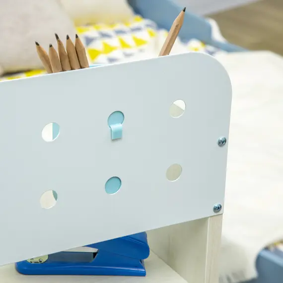 Buy Kids Desk and Chair Set, with Storage Shelves, Washable Cover, for Ages 3-12 Years - Blue, 8 image