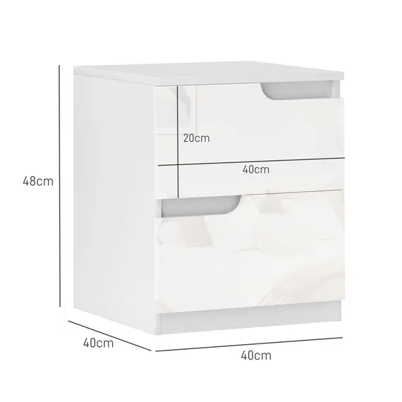 Buy High Gloss Bedside Table - White, 3 image