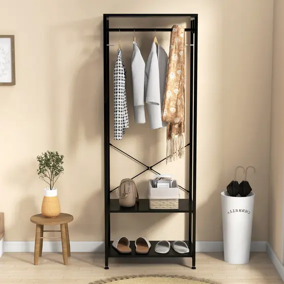 Buy Hallway Coat Rack and Shoe Bench Tree - Black, 6 image