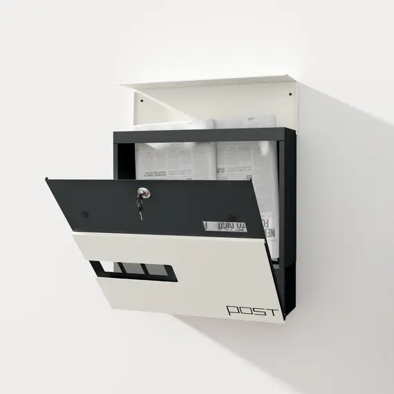 Buy Locking Galvanised Steel Letterbox - White/Black, 9 image