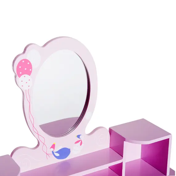 Buy Kids Wooden Dressing Table and Stool Make Up Desk (Pink), 8 image