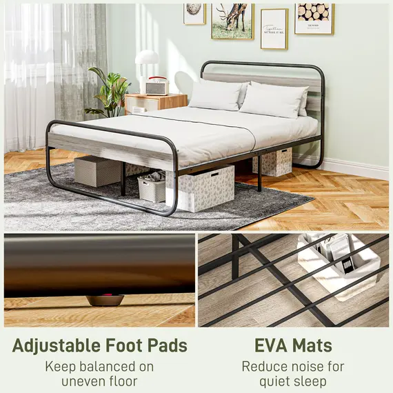 Buy King Size Steel Industrial Bed Frame - Black, 6 image