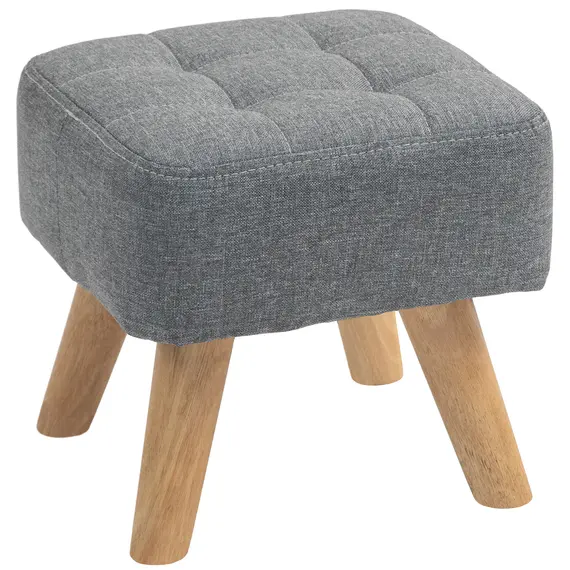 Buy Linen-Look Square Padded Footstool - Grey