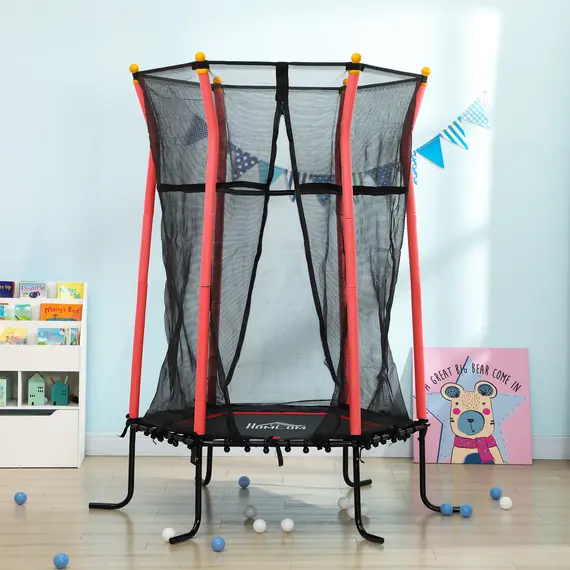 Buy Kids Trampoline Mini Bouncer with Enclosure Safety Net For Ages 3-10 Years - Red, 8 image