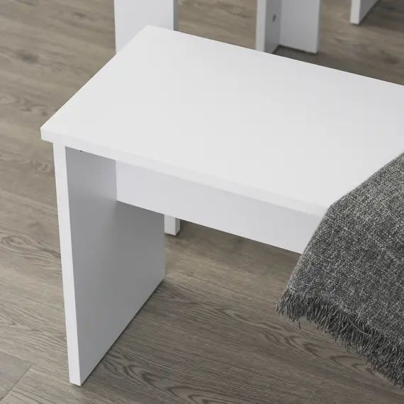 Buy Kitchen Dining Table and 2 Benches Set, Table and Chairs Set for Limited Space, White, 8 image