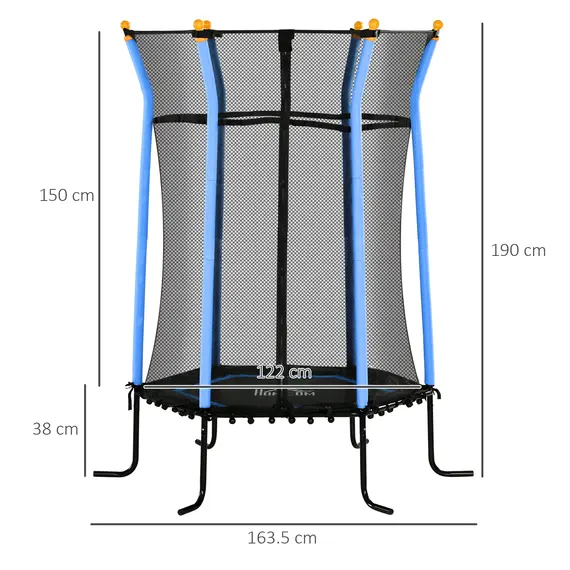 Buy Kids Trampoline Mini Bouncer with Enclosure Safety Net For Ages 3-10 Years - Blue, 3 image
