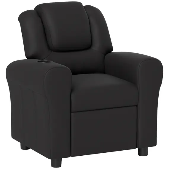 Buy Kids Recliner Chair, PU Leather with Adjustable Backrest, Footrest, Padded Headrest, Black