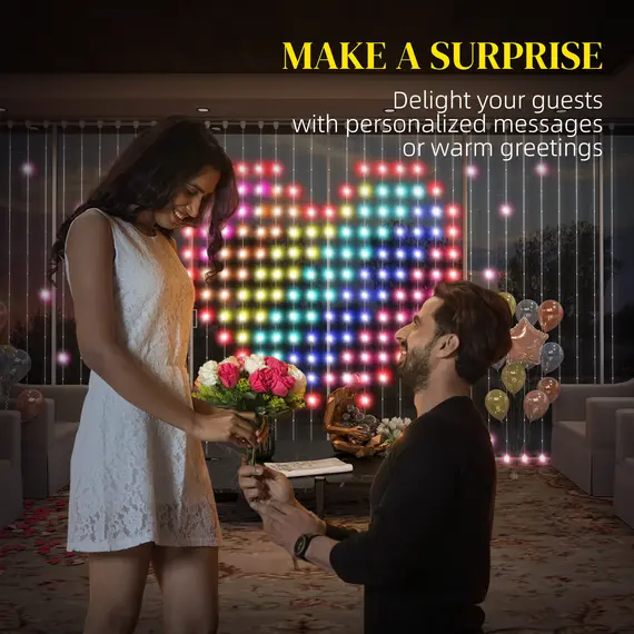 Buy LED Curtain Lights, Smart Curtain Fairy Lights Plug In, Colour Changing Wall Lights with Remote, App, Dynamic DIY Hanging Window String Lights for Bedroom Living Room, 3x3(m), 400 RGBIC LED, 9 image