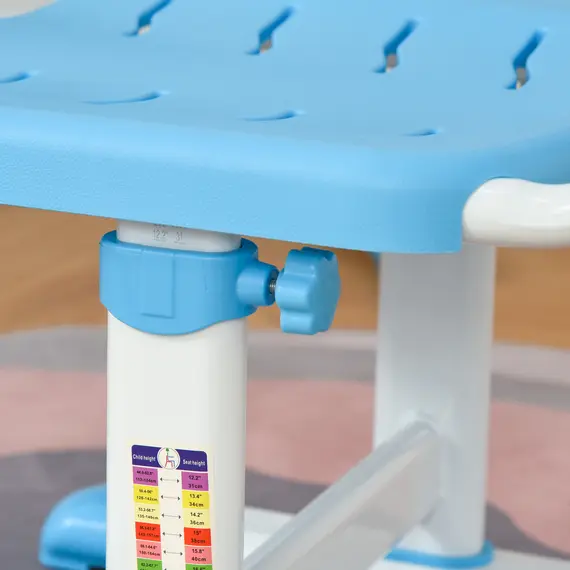 Buy Kids Study Desk and Chair Set w/ Adjustable Height, Storage, Drawer, Blue, 9 image