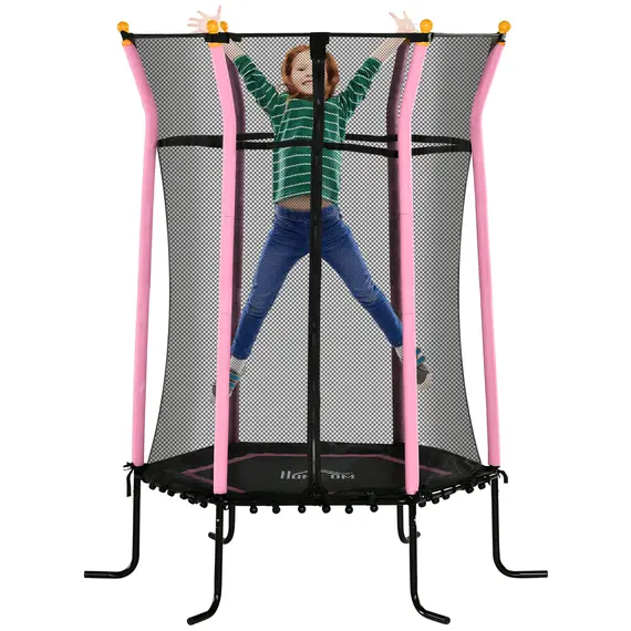 Buy Kids Trampoline Mini Bouncer with Enclosure Safety Net For Ages 3-10 Years - Pink