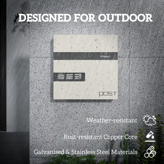 Buy Locking Galvanised Steel Letterbox - White/Black, 4 image