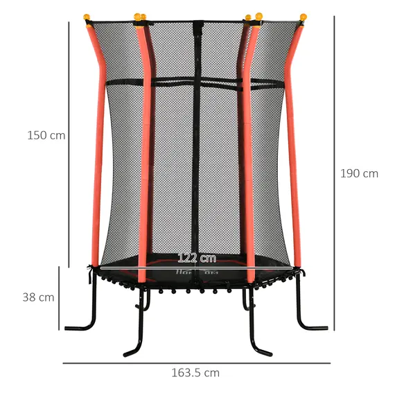 Buy Kids Trampoline Mini Bouncer with Enclosure Safety Net For Ages 3-10 Years - Red, 3 image