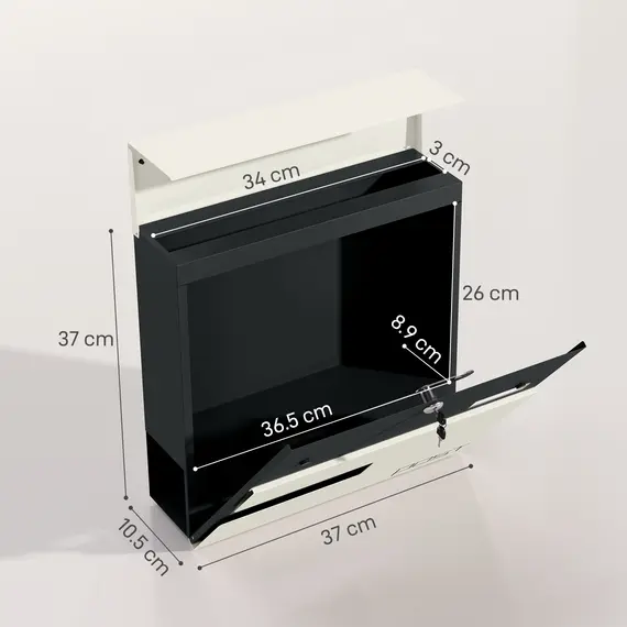 Buy Locking Galvanised Steel Letterbox - White/Black, 3 image