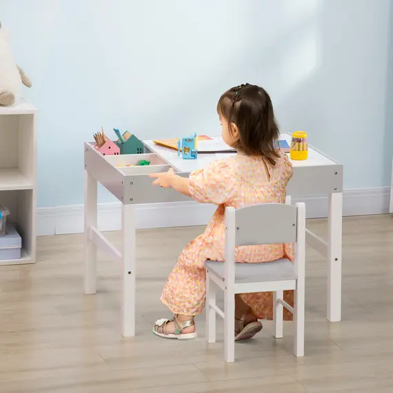 Buy Kids Table and Chair Set, with Storage Space - Grey, 2 image