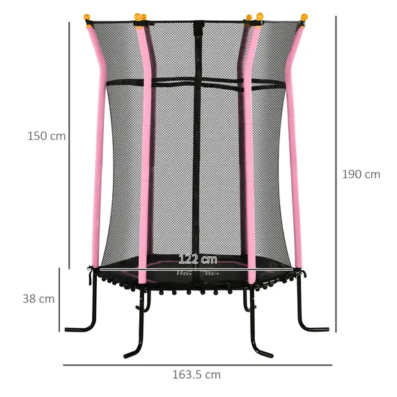 Buy Kids Trampoline Mini Bouncer with Enclosure Safety Net For Ages 3-10 Years - Pink, 3 image