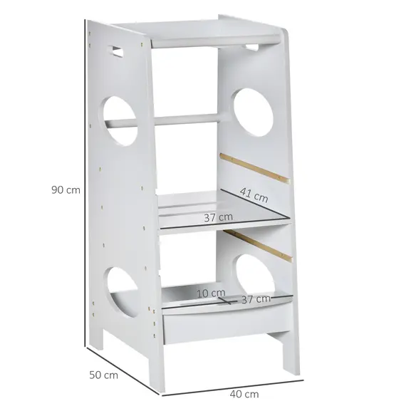 Buy Kids Step Stool Toddler Kitchen Stool Tower with Adjustable Standing Platform, Grey, 3 image