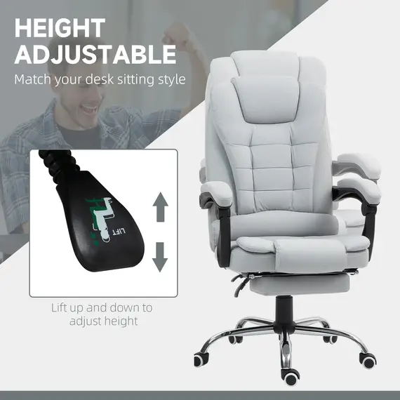 Buy Linen-Look Adjustable Office Chair - Light Grey, 4 image