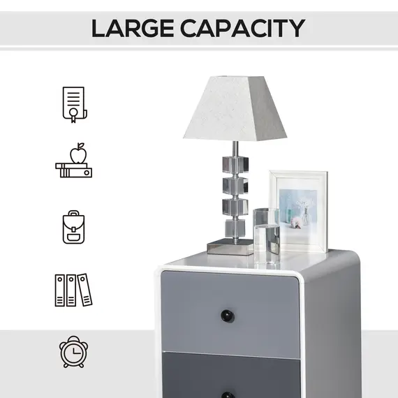 Buy  Modern Side Cabinet Nightstand Home Organizer with 2 Storage Drawer Unit for Bedroom, Living Room, 4 image