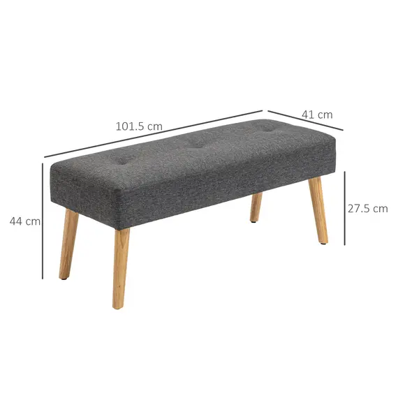 Buy Multifunctional Bed End Bench Tufted Upholstered Shoe Bench Ottoman Footstool Linen Fabric for Entryway Living Room Grey, 3 image