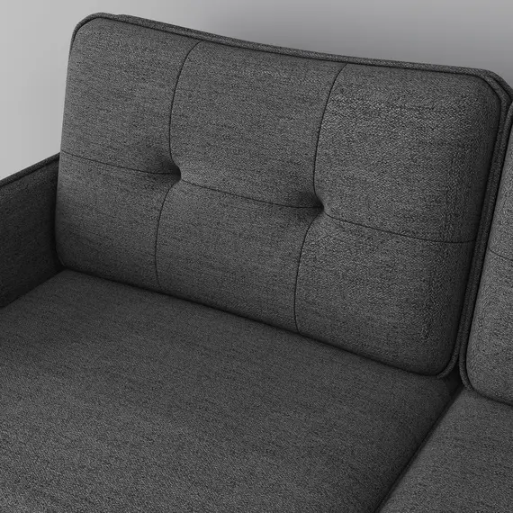 Buy Modern Two Seater Sofa, Button Tufted Loveseat with Cushions and Steel Legs for Living Room, Guest Room, Dark Grey, 8 image