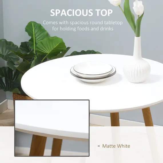 Buy Modern Dining Table for 2 People, Round Kitchen Table, with Matte Top and Metal legs, Dining Room Living Room, White, 5 image