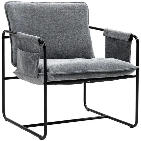Buy Minimal Padded Accent Chair, with Pockets - Grey