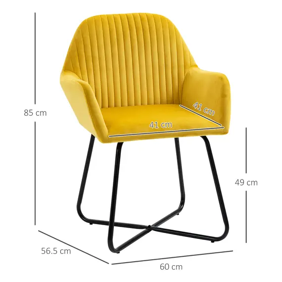 Buy Modern Arm Chair Upholstered Accent Chair with Metal Base for Living Room Yellow, 3 image