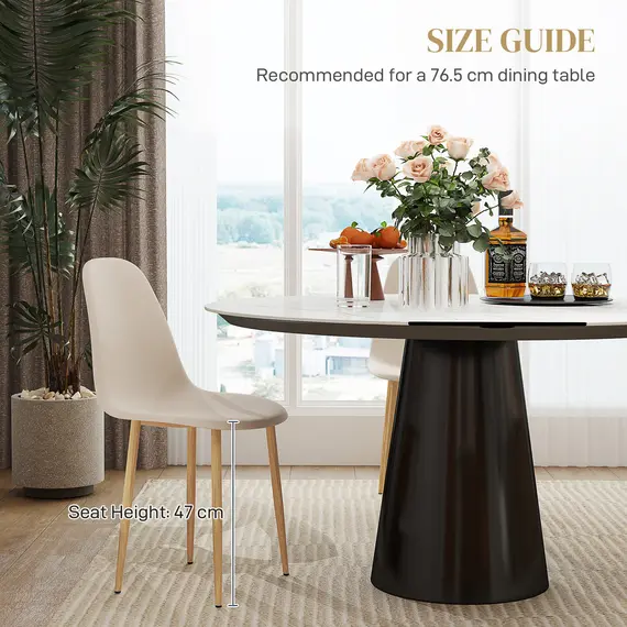 Buy Modern Dining Chairs Set of 4, Kitchen Chairs with Backrest and Steel Legs for Dining Room, Living Room, Khaki, 7 image
